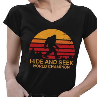 Hide And Seek World Champion Bigfoot Is Real Tshirt Women V-Neck T-Shirt - Monsterry UK