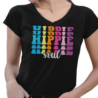 Hippie Awesome Color Hippie Soul Design Women V-Neck T-Shirt - Seseable