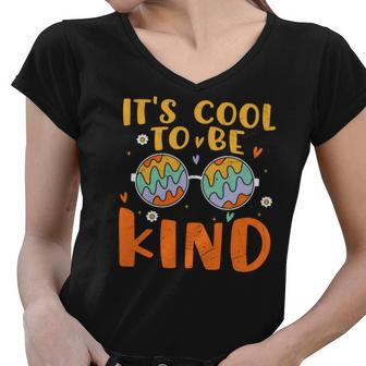 Hippie It_S Cool To Be Kind Colorful Glass Design Women V-Neck T-Shirt - Seseable