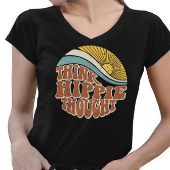 Hippie The Sun Think Hippie Thought Custom Women V-Neck T-Shirt - Seseable