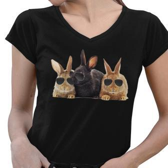 Hipster Cool Rabbit Tshirt Women V-Neck T-Shirt - Monsterry AU