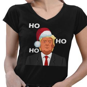 Ho Ho Ho Donald Trump Women V-Neck T-Shirt - Monsterry AU