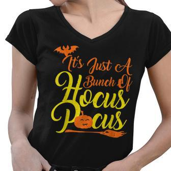 Hocus Pocus Halloween Fall Witch - Funny Halloween Women V-Neck T-Shirt - Seseable