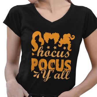 Hocus Pocus Yall Halloween Quote Women V-Neck T-Shirt - Monsterry CA