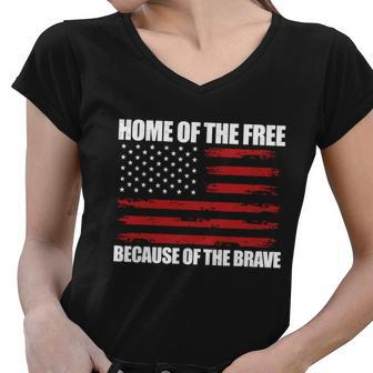 Home Of The Free American Flag Shirts Boys Veterans Day Women V-Neck T-Shirt - Thegiftio UK