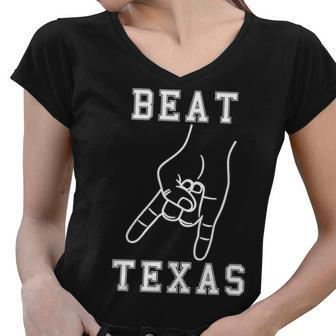 Horns Down Beat Texas Football Women V-Neck T-Shirt - Monsterry DE