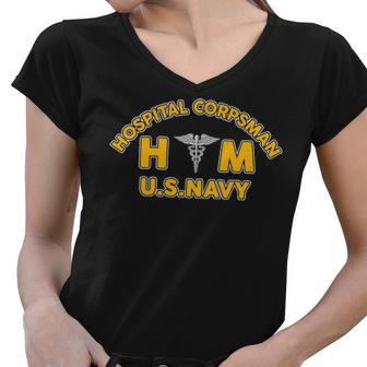 Hospital Corpsman Hm Women V-Neck T-Shirt - Monsterry