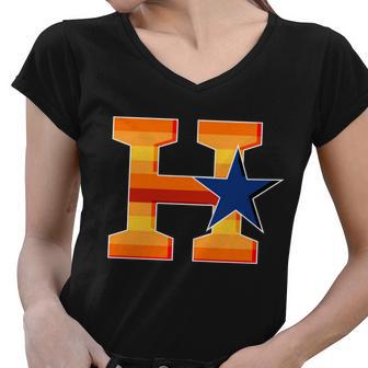 Houston Baseball H Star Logo Women V-Neck T-Shirt - Monsterry CA