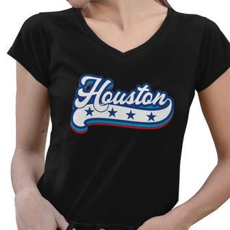 Houston Texas 4Th Of July American Usa Patriotic America Women V-Neck T-Shirt - Monsterry AU