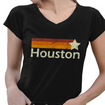 Houston Texas Vintage Star Logo Women V-Neck T-Shirt - Monsterry DE