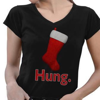 Hung Funny Christmas Tshirt Women V-Neck T-Shirt - Monsterry AU