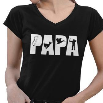 Hunting Papa Tshirt Women V-Neck T-Shirt - Monsterry CA
