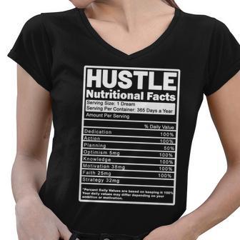 Hustle Nutrition Facts Values Tshirt Women V-Neck T-Shirt - Monsterry
