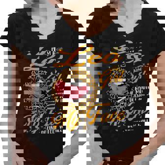 I Am A Leo Girl Leopard Born In July 23 August 22 Birthday Women V-Neck T-Shirt - Thegiftio