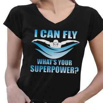 I Can Fly Whats Your Superpower Swimming Tshirt Women V-Neck T-Shirt - Monsterry AU