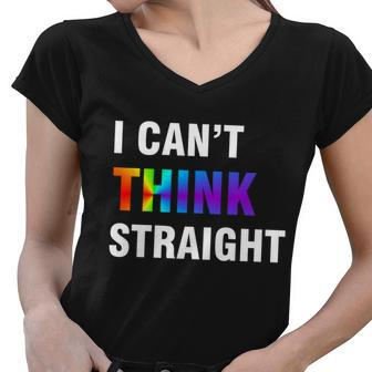 I Cant Think Straight Gay Pride Tshirt Women V-Neck T-Shirt - Monsterry CA