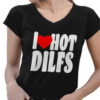 I Heart Hot Dilfs Women V-Neck T-Shirt - Monsterry CA