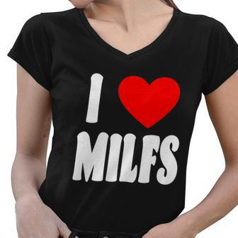 I Heart Milfs Tshirt Women V-Neck T-Shirt - Monsterry