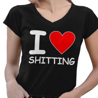 I Heart Shitting Poop Women V-Neck T-Shirt - Monsterry DE