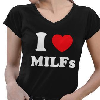 I Love Heart Milfs And Mature Sexy Women Women V-Neck T-Shirt - Monsterry