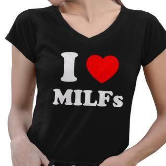 I Love Heart Milfs Tshirt Women V-Neck T-Shirt - Monsterry CA