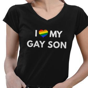 I Love My Gay Son Lgbt Pride Shirts Graphic Design Printed Casual Daily Basic Women V-Neck T-Shirt - Thegiftio UK