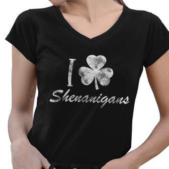 I Love Shenanigans Vintage St Patricks Day Tshirt Women V-Neck T-Shirt - Monsterry UK