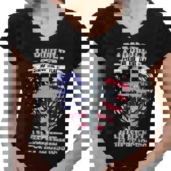 I Proudly Stand For The Flag And Kneel For The Cross Women V-Neck T-Shirt - Monsterry