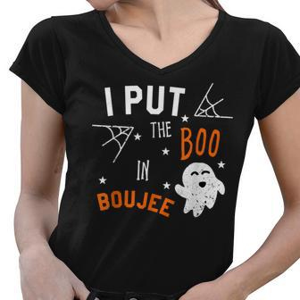 I Put Boo In Boujee Halloween Boo Ghost Women V-Neck T-Shirt - Seseable