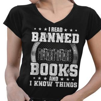 I Read Banned Books Book Lovers Reading Women V-Neck T-Shirt - Thegiftio UK