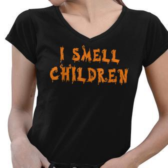 I Smell Children Halloween Teacher Monsters Gift Women V-Neck T-Shirt - Seseable