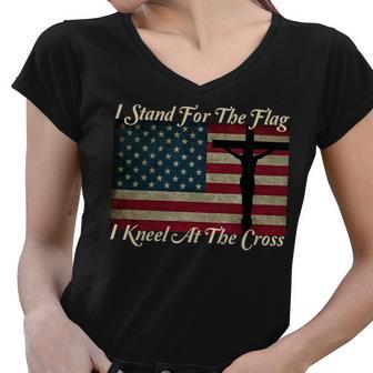 I Stand For The Flag And Kneel For The Cross Tshirt Women V-Neck T-Shirt - Monsterry UK