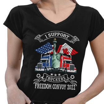 I Support Truckers Freedom Convoy 2022 Is Truckers Support Women V-Neck T-Shirt - Monsterry UK
