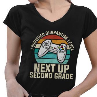 I Survived Quarantine Next Up Back To School First Day Of School V2 Women V-Neck T-Shirt - Monsterry DE