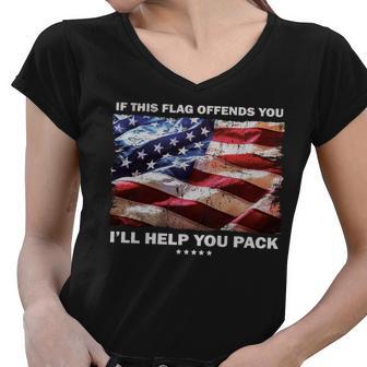 If This Flag Offends You Ill Help You Pack Tshirt Women V-Neck T-Shirt - Monsterry