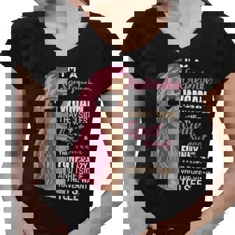 Im A September Woman I Have 3 Sides September Girl Birthday Women V-Neck T-Shirt - Thegiftio