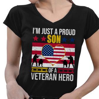 Im Just A Proud Son Of A Veteran Hero Women V-Neck T-Shirt - Monsterry UK