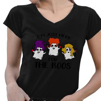 Im Just Here For The Boos Halloween Quote Women V-Neck T-Shirt - Monsterry CA