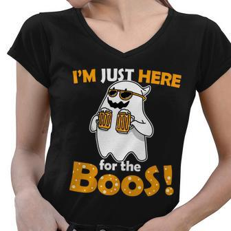 Im Just Here For The Boos Halloween Tshirt Women V-Neck T-Shirt - Monsterry AU