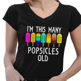 Im This Many Popsicles Old Funny 7Th Birthday Popsicle Cute Gift Women V-Neck T-Shirt - Monsterry