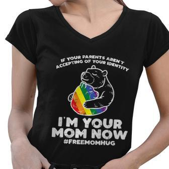 Im Your Mom Now Free Mom Hug Lgbt Mom Bear Pride Ally Graphic Design Printed Casual Daily Basic Women V-Neck T-Shirt - Thegiftio UK