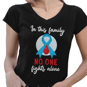 In This Family No One Fight Alone Diabetes Gift Women V-Neck T-Shirt - Monsterry AU