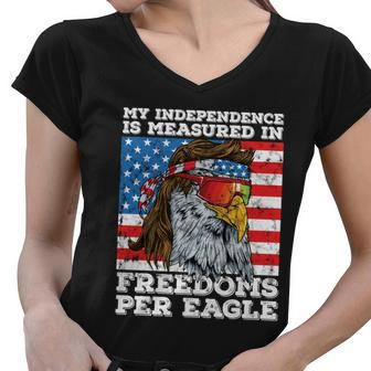 Independence Measured In Freedoms Per Eagle Usa 4Th Of July Cute Gift Women V-Neck T-Shirt - Monsterry UK