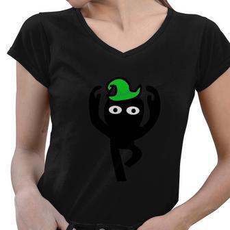 Inscryption Dancing Wizard Horror Card Game Halloween Scary Women V-Neck T-Shirt - Monsterry