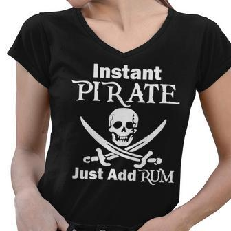 Instant Pirate Just Add Rum Skull Crosswords Tshirt Women V-Neck T-Shirt - Monsterry UK