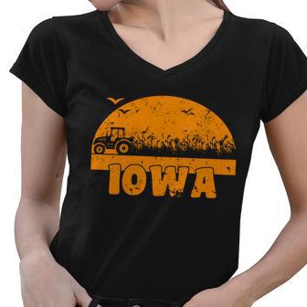 Iowa Farmers Tractor Tshirt Women V-Neck T-Shirt - Monsterry DE