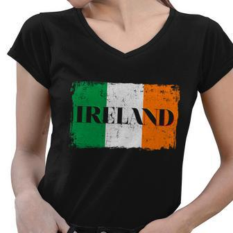 Ireland Grunge Flag Tshirt Women V-Neck T-Shirt - Monsterry DE