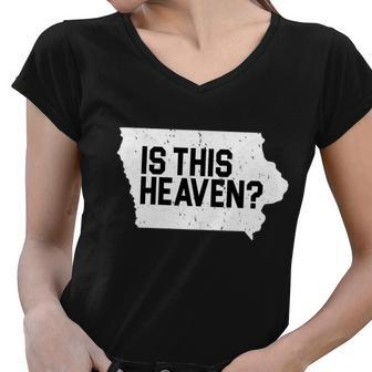 Is This Heaven Iowa Baseball Tshirt Women V-Neck T-Shirt - Monsterry DE