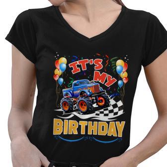 It Is My Birthday Boy Monster Truck Car Party Day Kids Cute Gift Women V-Neck T-Shirt - Monsterry UK