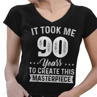 It Took Me 90 Years Masterpiece 90Th Birthday 90 Years Old Women V-Neck T-Shirt - Seseable